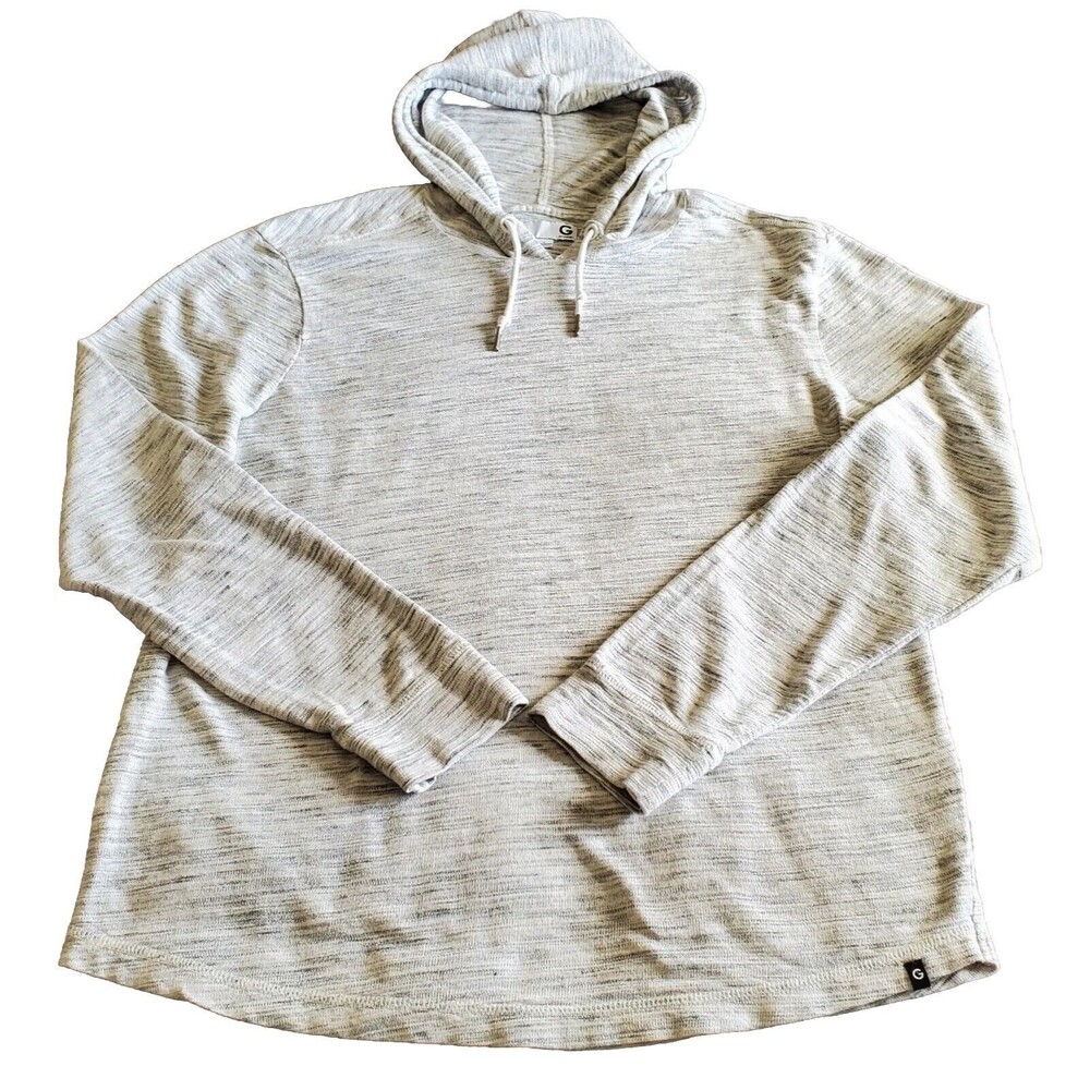 G by Guess Mens Large Hooded Long Sleeve Thermal Pullover Shirt Lightweight Grey